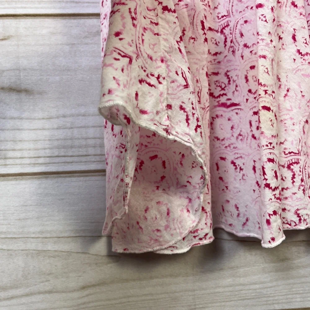 One season Australia Floral Tunic Top Pink Resort 3/4 thin‎ cotton coverup L